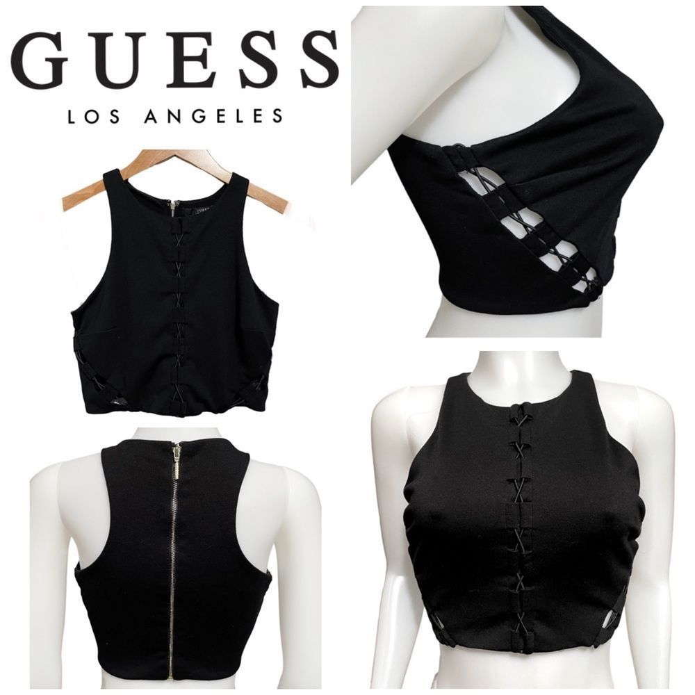 Y2K Guess Los Angeles Sleeveless Criss Cross Crop Top